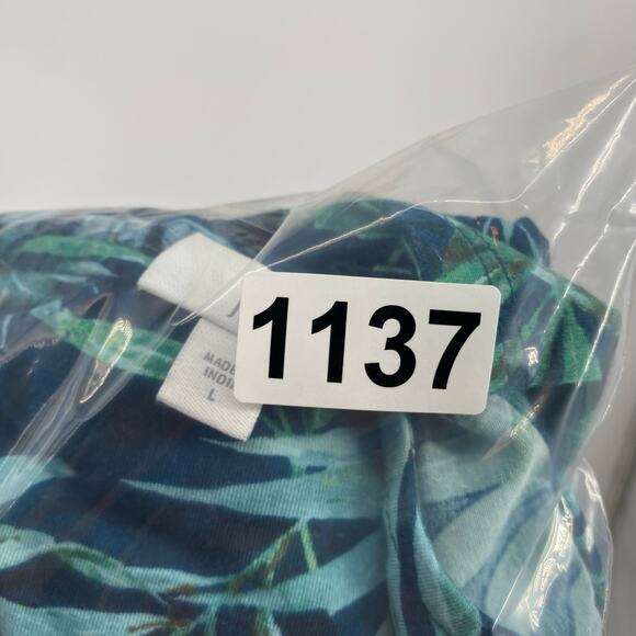 J. Jill Maxi Dress Women’s Large Coastal Tropical Leaves Vacation Resortwear - Picture 10 of 10